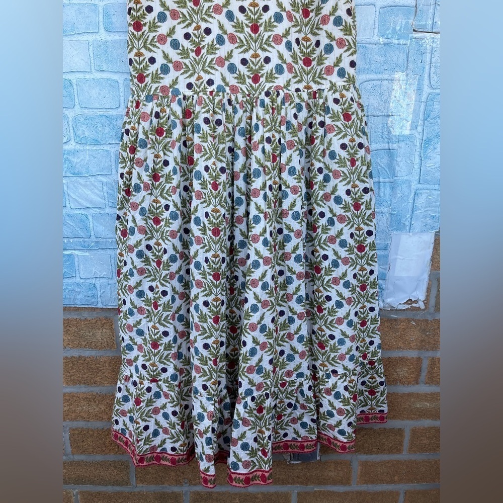 Pink chicken metallic tassel rose prints dress size large - Picture 12 of 16
